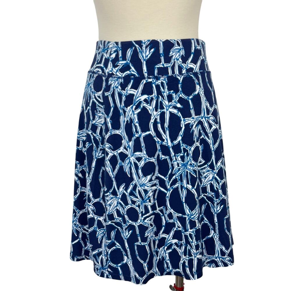 Lilly Pulitzer Brenna Stretchy Knit Skirt in High Tide Navy Lucky Bamboo M